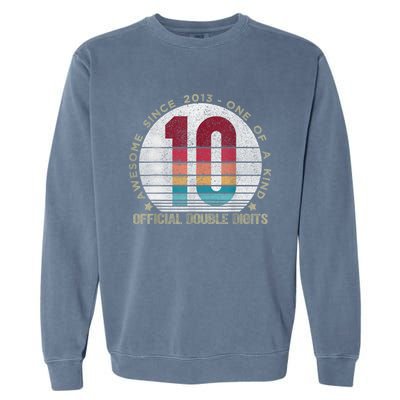 Double Digits Vintage 10 Year Old 10th Birthday Garment-Dyed Sweatshirt