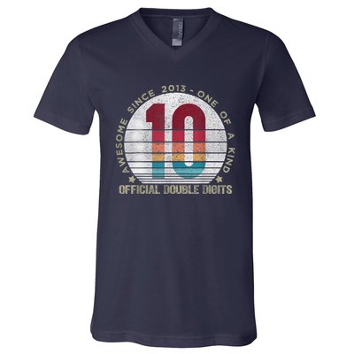 Double Digits Vintage 10 Year Old 10th Birthday V-Neck T-Shirt