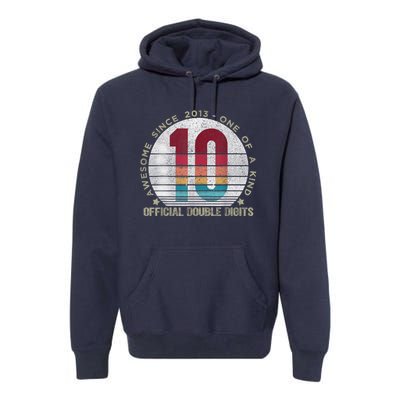 Double Digits Vintage 10 Year Old 10th Birthday Premium Hoodie