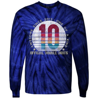 Double Digits Vintage 10 Year Old 10th Birthday Tie-Dye Long Sleeve Shirt