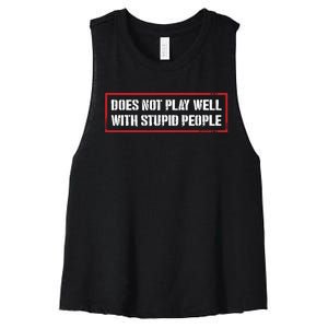 David Draiman Wearing Does Not Play Well With Stupid People Women's Racerback Cropped Tank