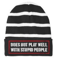 David Draiman Wearing Does Not Play Well With Stupid People Striped Beanie with Solid Band