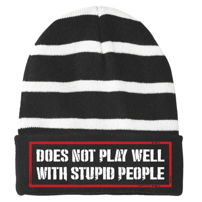 David Draiman Wearing Does Not Play Well With Stupid People Striped Beanie with Solid Band