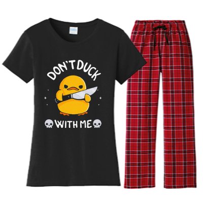 DonT Duck With Me Funny Duck Kinife Women's Flannel Pajama Set