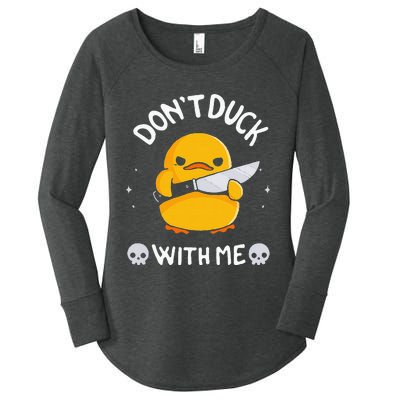 DonT Duck With Me Funny Duck Kinife Women's Perfect Tri Tunic Long Sleeve Shirt