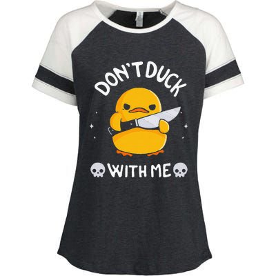 DonT Duck With Me Funny Duck Kinife Enza Ladies Jersey Colorblock Tee