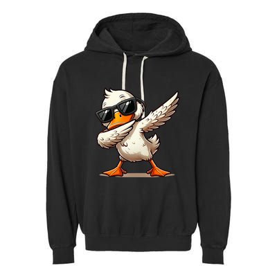 Dabbing Duck With Sunglasses Funny Cartoon Graphic Garment-Dyed Fleece Hoodie