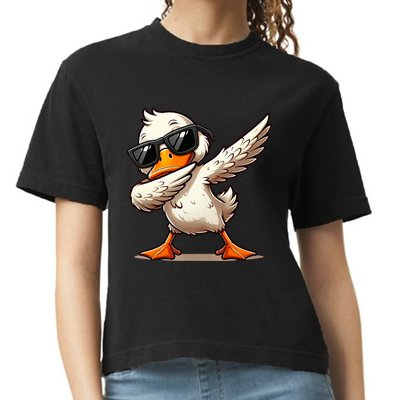 Dabbing Duck With Sunglasses Funny Cartoon Graphic Comfort Colors Boxy T-Shirt