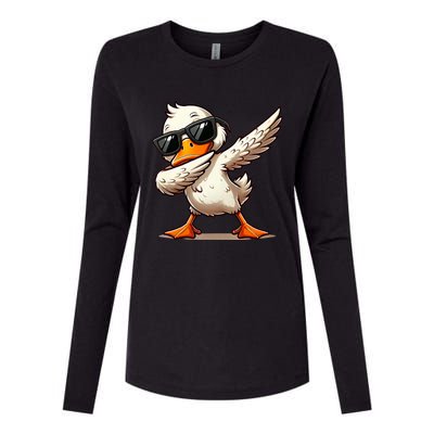 Dabbing Duck With Sunglasses Funny Cartoon Graphic Womens Cotton Relaxed Long Sleeve T-Shirt