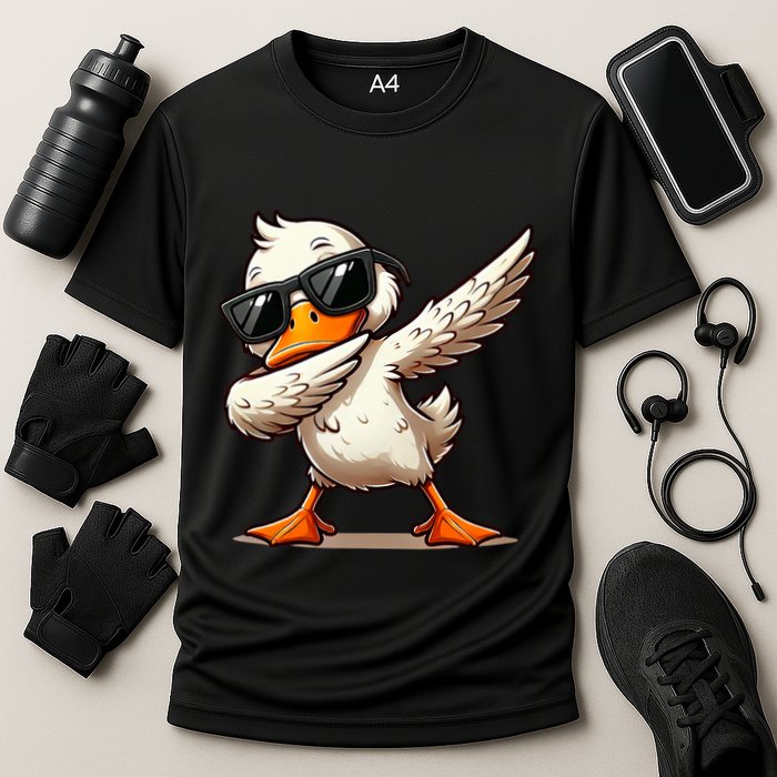Dabbing Duck With Sunglasses Funny Cartoon Graphic Performance Shirt