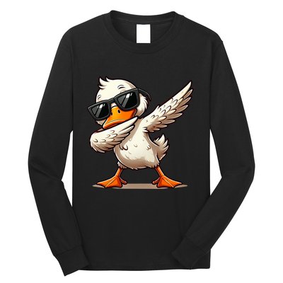 Dabbing Duck With Sunglasses Funny Cartoon Graphic Long Sleeve Shirt