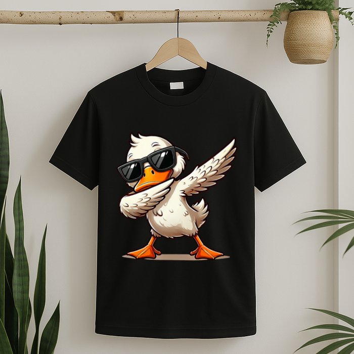 Dabbing Duck With Sunglasses Funny Cartoon Graphic T-Shirt