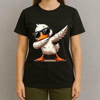Dabbing Duck With Sunglasses Funny Cartoon Graphic T-Shirt