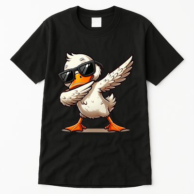 Dabbing Duck With Sunglasses Funny Cartoon Graphic Tall T-Shirt