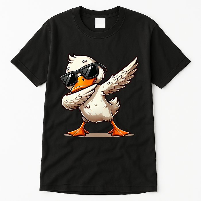 Dabbing Duck With Sunglasses Funny Cartoon Graphic Tall T-Shirt