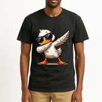Dabbing Duck With Sunglasses Funny Cartoon Graphic Tall T-Shirt