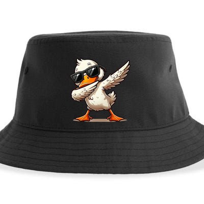 Dabbing Duck With Sunglasses Funny Cartoon Graphic Sustainable Bucket Hat