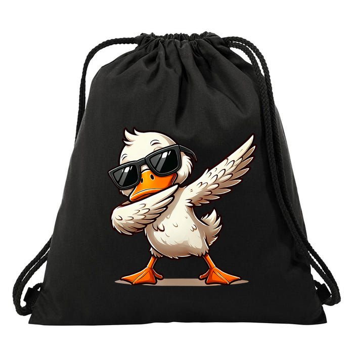 Dabbing Duck With Sunglasses Funny Cartoon Graphic Drawstring Bag