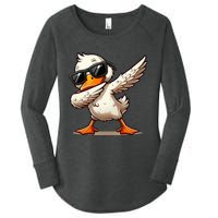 Dabbing Duck With Sunglasses Funny Cartoon Graphic Women's Perfect Tri Tunic Long Sleeve Shirt