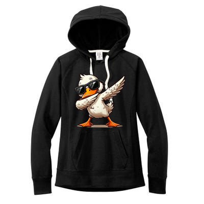 Dabbing Duck With Sunglasses Funny Cartoon Graphic Women's Fleece Hoodie