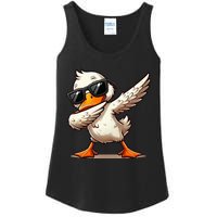 Dabbing Duck With Sunglasses Funny Cartoon Graphic Ladies Essential Tank