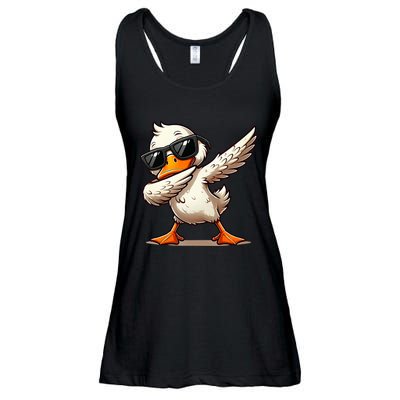 Dabbing Duck With Sunglasses Funny Cartoon Graphic Ladies Essential Flowy Tank