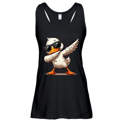 Dabbing Duck With Sunglasses Funny Cartoon Graphic Ladies Essential Flowy Tank