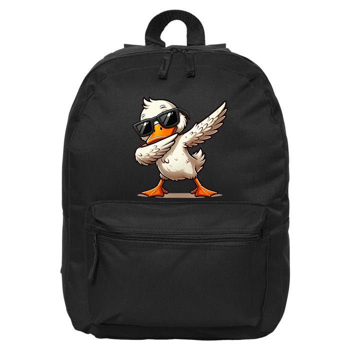 Dabbing Duck With Sunglasses Funny Cartoon Graphic 16 in Basic Backpack