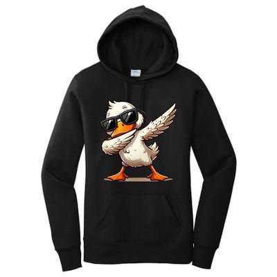 Dabbing Duck With Sunglasses Funny Cartoon Graphic Women's Pullover Hoodie