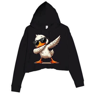 Dabbing Duck With Sunglasses Funny Cartoon Graphic Crop Fleece Hoodie