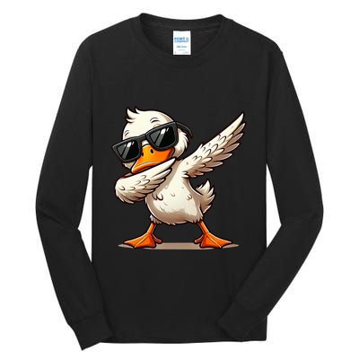 Dabbing Duck With Sunglasses Funny Cartoon Graphic Tall Long Sleeve T-Shirt