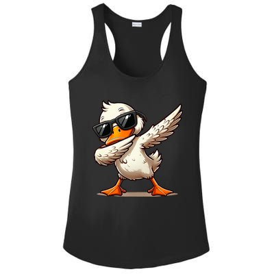 Dabbing Duck With Sunglasses Funny Cartoon Graphic Ladies PosiCharge Competitor Racerback Tank