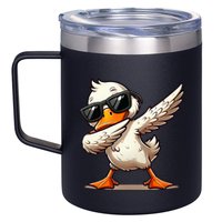 Dabbing Duck With Sunglasses Funny Cartoon Graphic 12oz Stainless Steel Coffee Mug