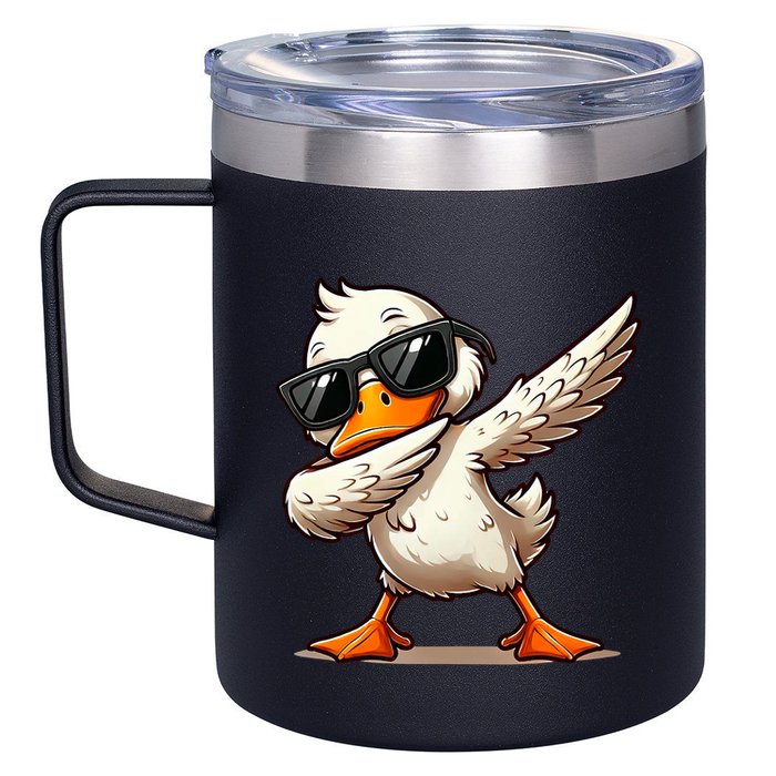 Dabbing Duck With Sunglasses Funny Cartoon Graphic 12oz Stainless Steel Coffee Mug