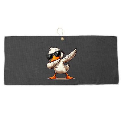 Dabbing Duck With Sunglasses Funny Cartoon Graphic Large Microfiber Waffle Golf Towel
