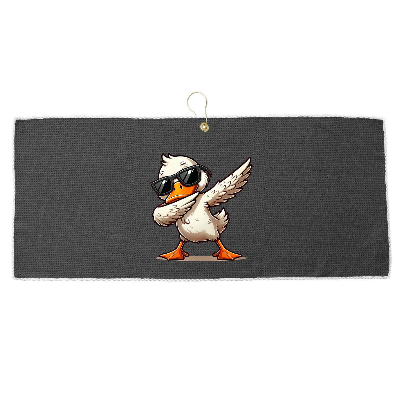 Dabbing Duck With Sunglasses Funny Cartoon Graphic Large Microfiber Waffle Golf Towel