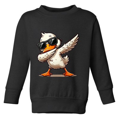 Dabbing Duck With Sunglasses Funny Cartoon Graphic Toddler Sweatshirt