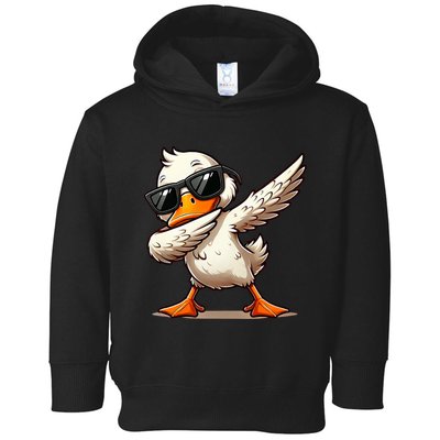 Dabbing Duck With Sunglasses Funny Cartoon Graphic Toddler Hoodie