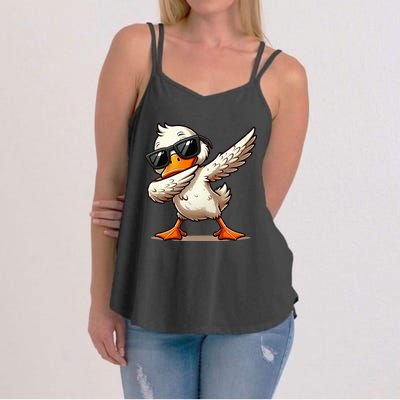 Dabbing Duck With Sunglasses Funny Cartoon Graphic Women's Strappy Tank