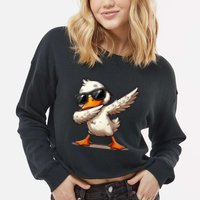 Dabbing Duck With Sunglasses Funny Cartoon Graphic Cropped Pullover Crew