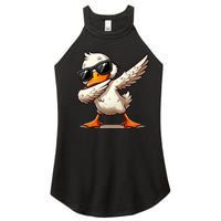 Dabbing Duck With Sunglasses Funny Cartoon Graphic Women's Perfect Tri Rocker Tank