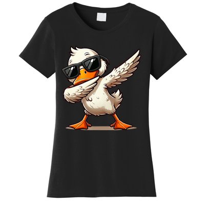 Dabbing Duck With Sunglasses Funny Cartoon Graphic Women's T-Shirt