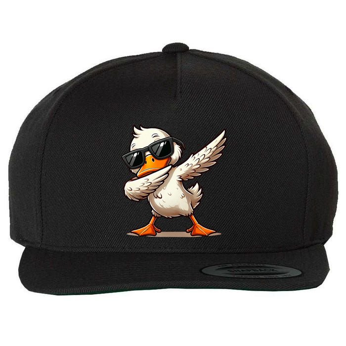 Dabbing Duck With Sunglasses Funny Cartoon Graphic Wool Snapback Cap