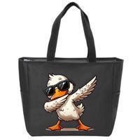 Dabbing Duck With Sunglasses Funny Cartoon Graphic Zip Tote Bag
