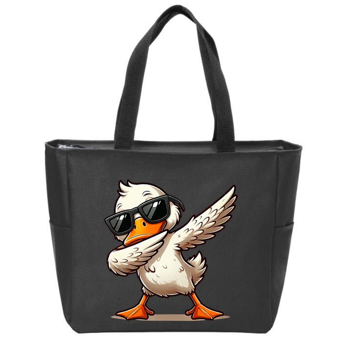Dabbing Duck With Sunglasses Funny Cartoon Graphic Zip Tote Bag