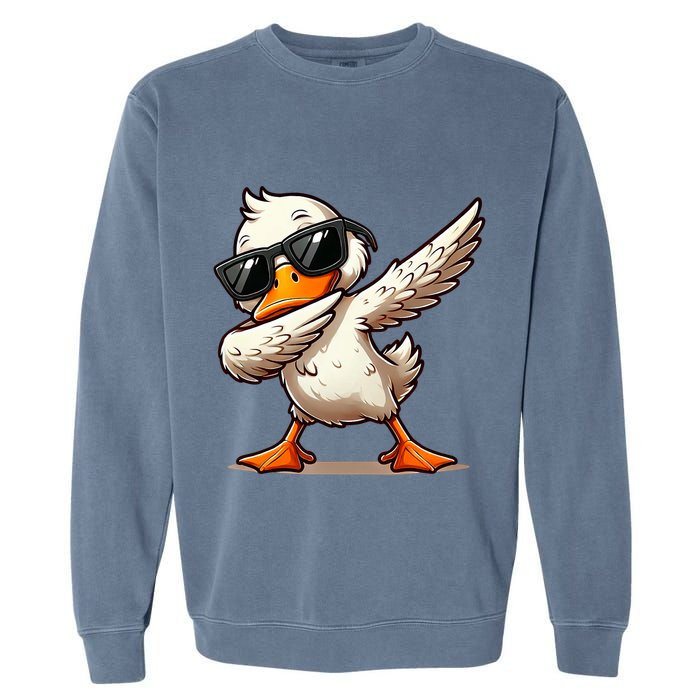 Dabbing Duck With Sunglasses Funny Cartoon Graphic Garment-Dyed Sweatshirt