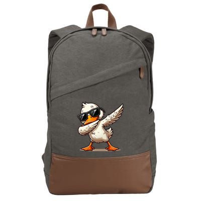 Dabbing Duck With Sunglasses Funny Cartoon Graphic Cotton Canvas Backpack
