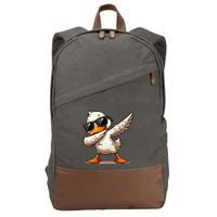 Dabbing Duck With Sunglasses Funny Cartoon Graphic Cotton Canvas Backpack