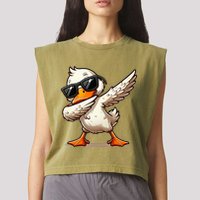 Dabbing Duck With Sunglasses Funny Cartoon Graphic Garment-Dyed Women's Muscle Tee