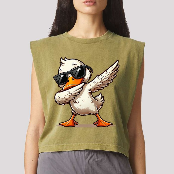 Dabbing Duck With Sunglasses Funny Cartoon Graphic Garment-Dyed Women's Muscle Tee